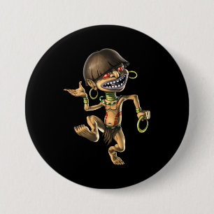 Aztec Creature Chaneque 3 Inch Round Button