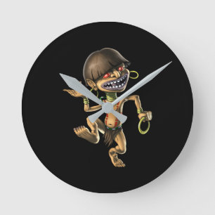 Aztec Creature Chaneque Round Clock