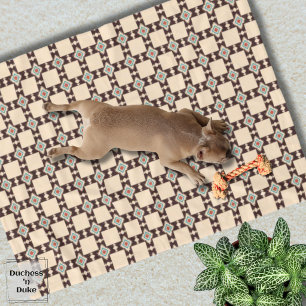 Aztec Cross Pattern Boho Southwest Design Pet  Fleece Blanket