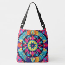 Aztec Crossbody Bag - Pink Blue Kaleidoscope Print