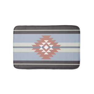 Aztec design in pink and blue colours bath mat