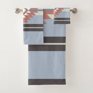 Aztec design in pink and blue colours bath towel set