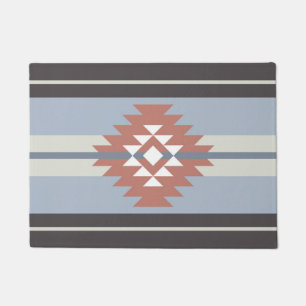 Aztec design in pink and blue colours doormat