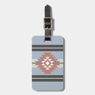 Aztec design in pink and blue colours luggage tag