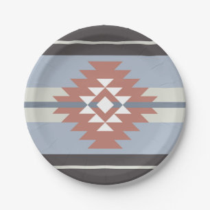 Aztec design in pink and blue colours paper plate