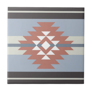 Aztec design in pink and blue colours tile
