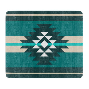 Aztec design in turquoise color cutting board
