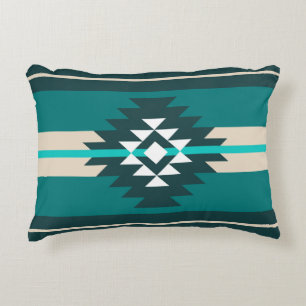 Aztec design in turquoise colour accent pillow