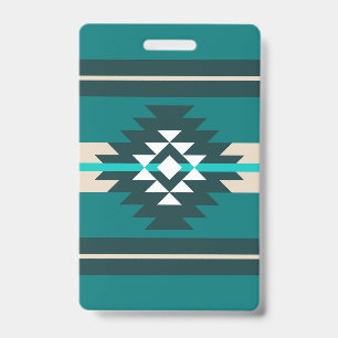 Aztec design in turquoise colour badge