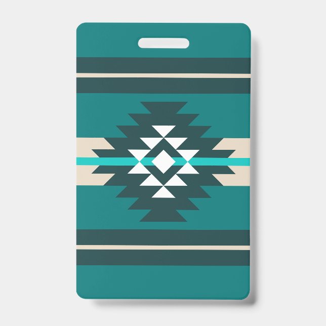 Aztec design in turquoise colour badge (Front)