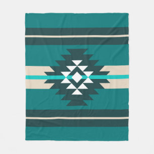 Aztec design in turquoise colour fleece blanket