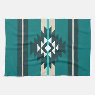 Aztec design in turquoise colour kitchen towel