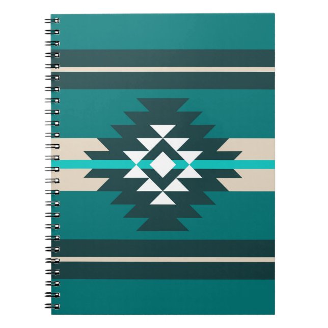 Aztec design in turquoise colour notebook (Front)