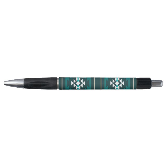 Aztec design in turquoise colour pen (Front)