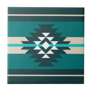 Aztec design in turquoise colour tile