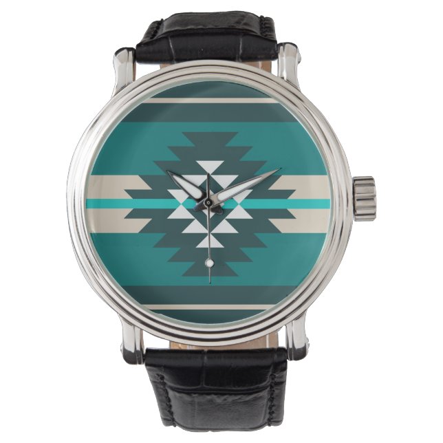 Aztec design in turquoise colour watch (Front)