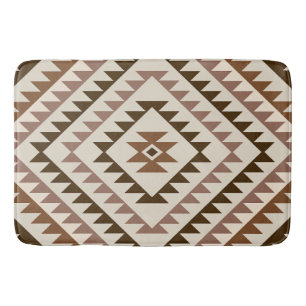 Aztec Diamond Motif Design Browns+Cream Bath Mat