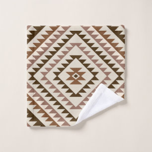 Aztec Diamond Motif Design Browns+Cream Bath Towel Set