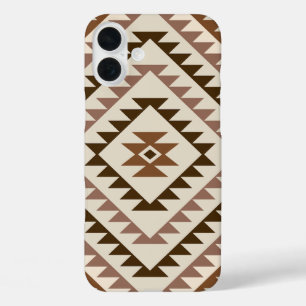 Aztec Diamond Motif Design Browns+Cream iPhone 16 Plus Case