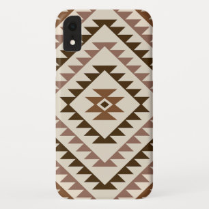 Aztec Diamond Motif Design Browns+Cream iPhone XR Case
