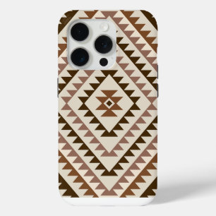 Aztec Diamond Motif Design Browns+Cream iPhone 15 Pro Case