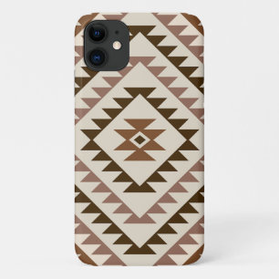 Aztec Diamond Motif Design Browns+Cream iPhone 11 Case