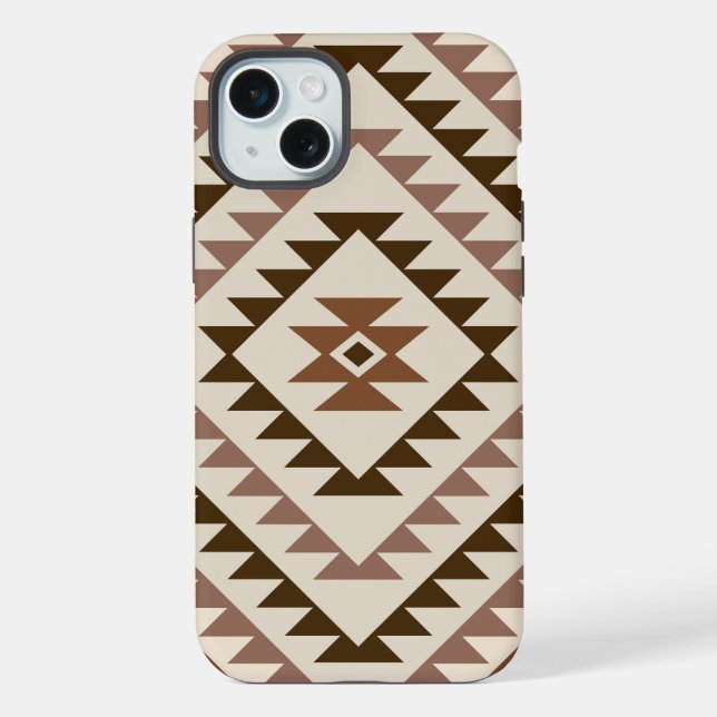 Aztec Diamond Motif Design Browns+Cream iPhone Case (Back)
