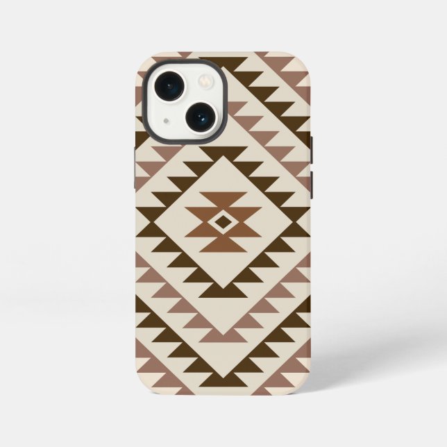 Aztec Diamond Motif Design Browns+Cream iPhone Case (Back)