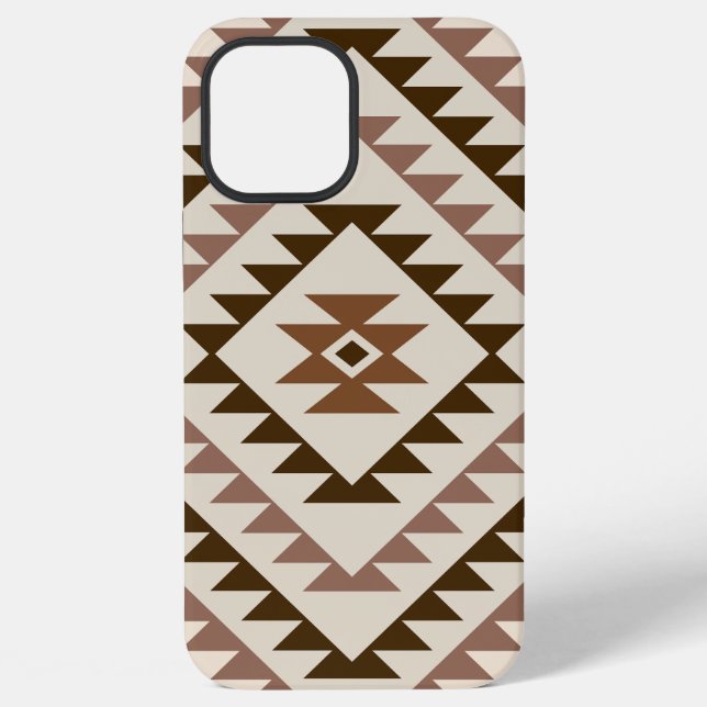 Aztec Diamond Motif Design Browns+Cream iPhone Case (Back)