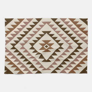 Aztec Diamond Motif Design Browns+Cream Kitchen Towel