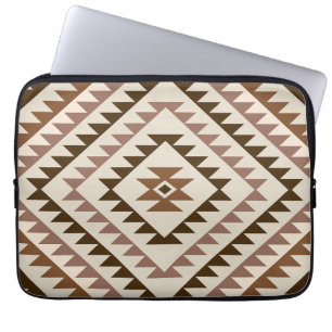 Aztec Diamond Motif Design Browns+Cream Laptop Sleeve