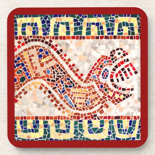 Aztec Dragon Mosaic Coaster (Front)