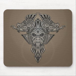 Aztec Dragons Mask (grey) Mouse Pad