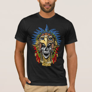Aztec Eagle Skull Native Indian Warrior Mask T-Shirt