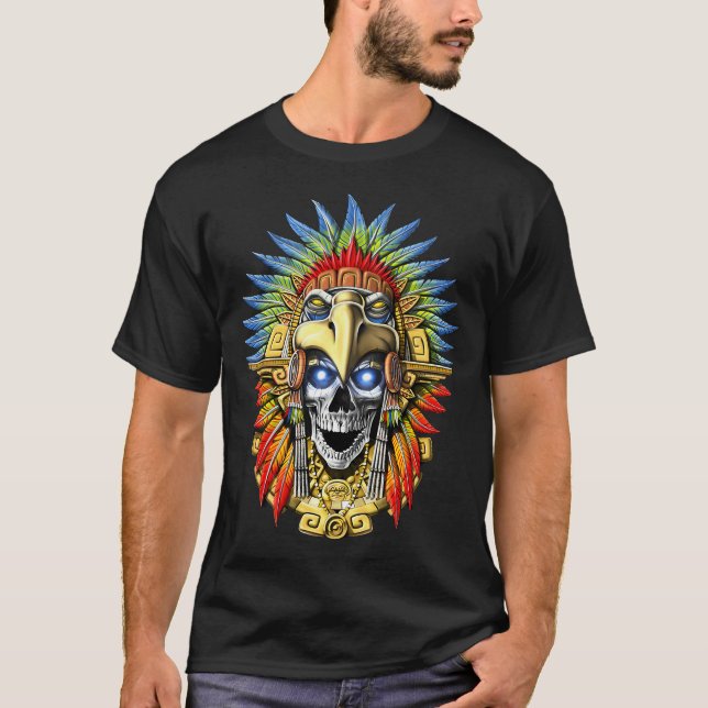 Aztec Eagle Skull Warrior T-Shirt (Front)