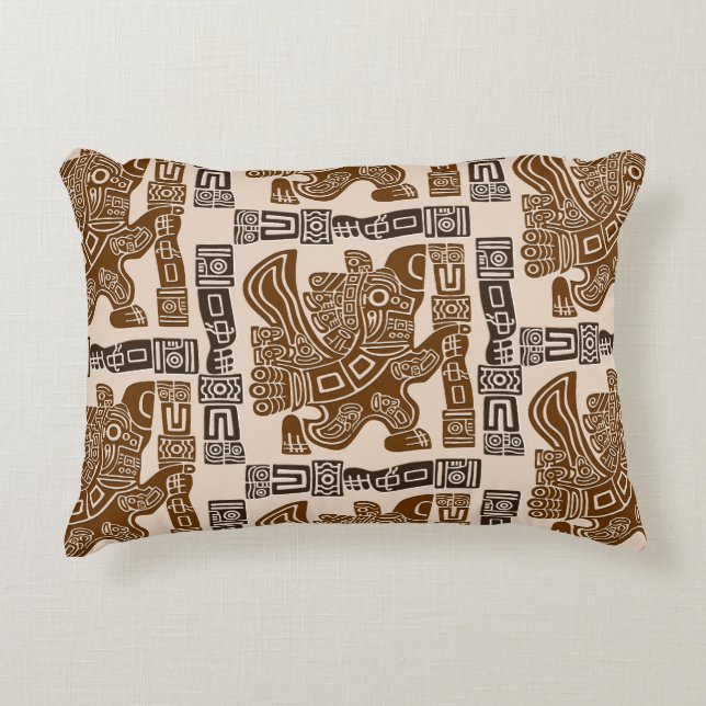 Aztec Eagle Warrior Tribal Ancient Art Accent Pillow (Front)