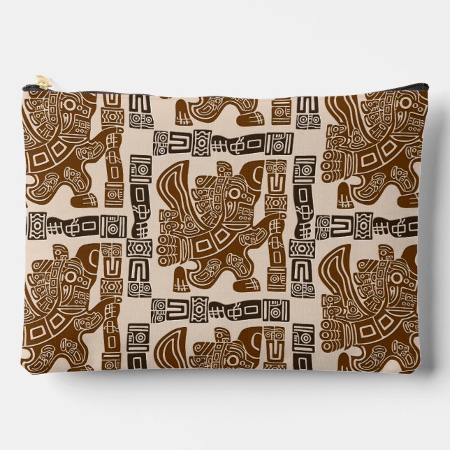 Aztec Eagle Warrior Tribal Ancient Art Accessory Pouch (Front)