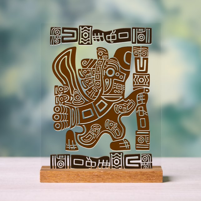 Aztec Eagle Warrior Tribal Ancient Art Acrylic Sign (Neutral)