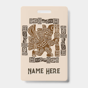 Aztec Eagle Warrior Tribal Ancient Art Badge
