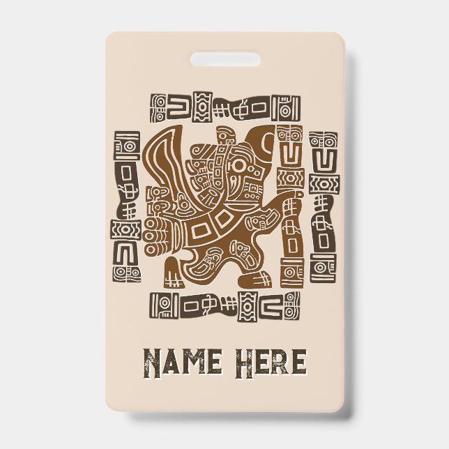 Aztec Eagle Warrior Tribal Ancient Art Badge (Front)