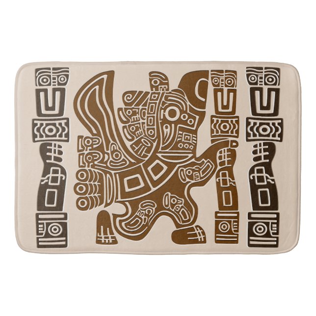 Aztec Eagle Warrior Tribal Ancient Art Bath Mat (Front)