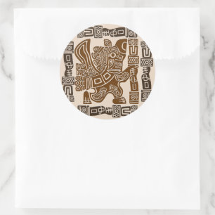 Aztec Eagle Warrior Tribal Ancient Art Classic Round Sticker
