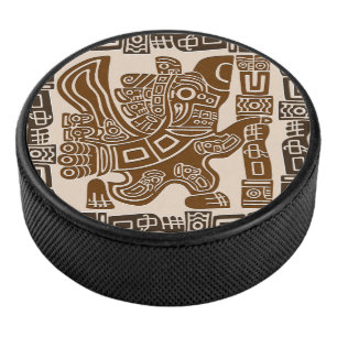 Aztec Eagle Warrior Tribal Ancient Art Hockey Puck