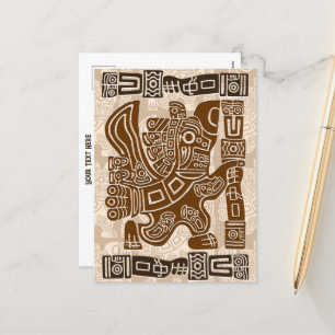 Aztec Eagle Warrior Tribal Ancient Art Holiday Postcard