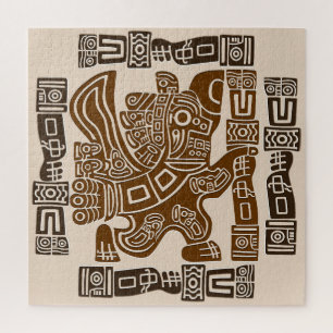 Aztec Eagle Warrior Tribal Ancient Art Jigsaw Puzzle