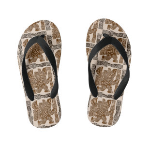 Aztec Eagle Warrior Tribal Ancient Art Kid's Flip Flops