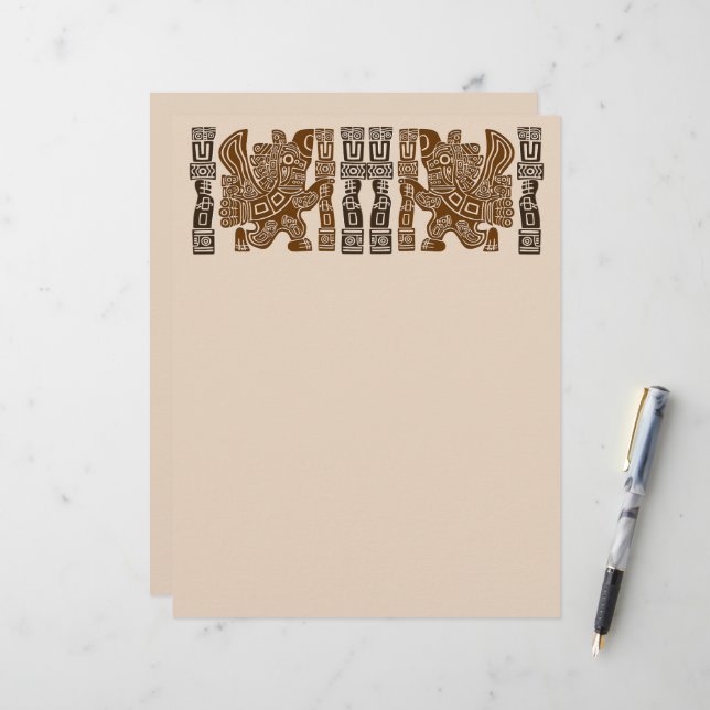 Aztec Eagle Warrior Tribal Ancient Art Letterhead (Front/Back In Situ)