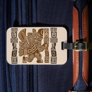 Aztec Eagle Warrior Tribal Ancient Art Luggage Tag