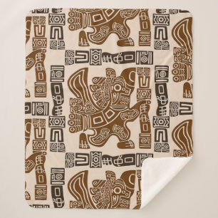 Aztec Eagle Warrior Tribal Ancient Art Sherpa Blanket