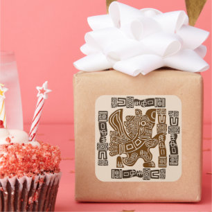 Aztec Eagle Warrior Tribal Ancient Art Square Sticker